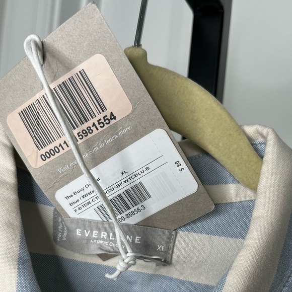 EVERLANE The Boxy Oxford Blue/White Stripe L, XL NWT - Picture 9 of 11